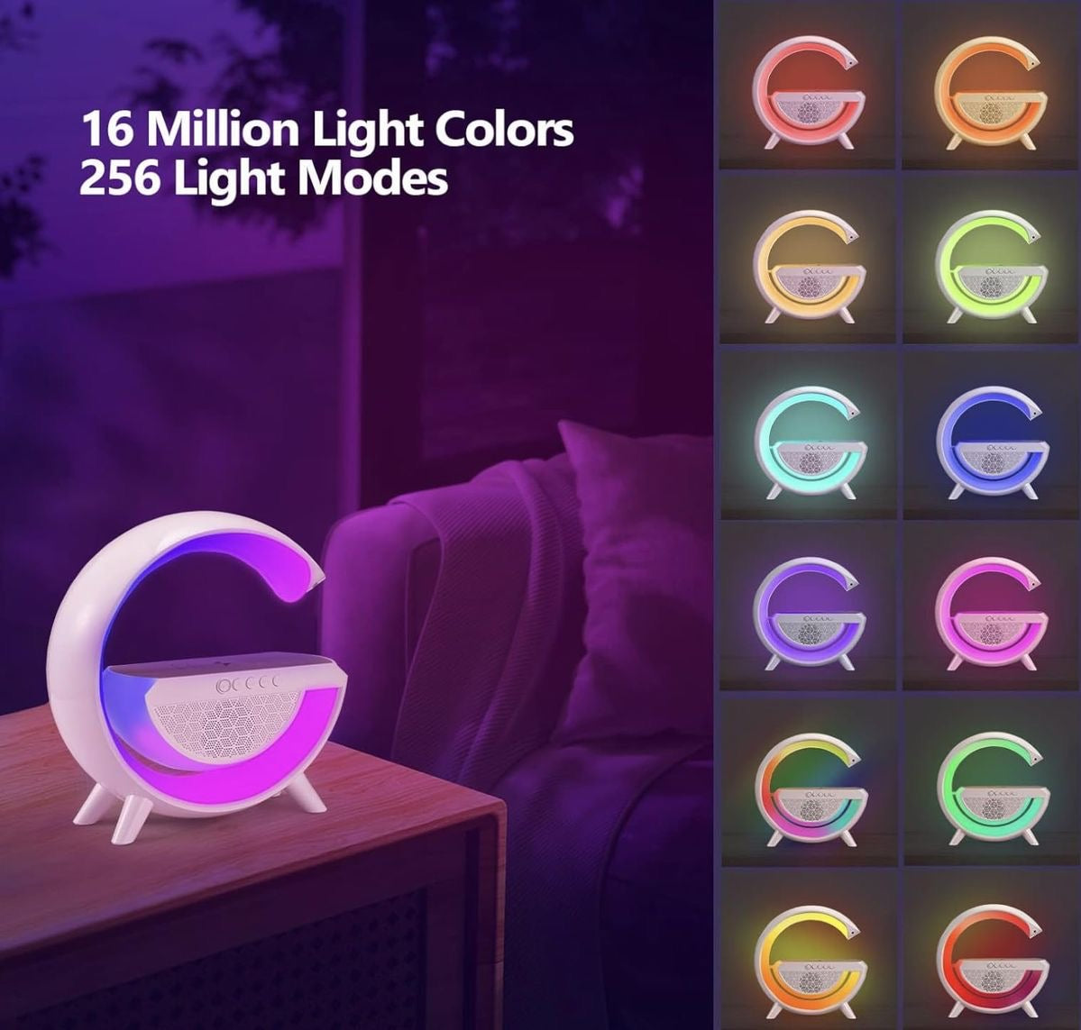 LED Wireless Charging Bluetooth Speaker with RGB Lights – 3-in-1 Night Lamp & Wireless Charger ✨🎶