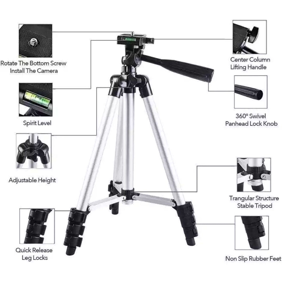 Lightweight Adjustable Tripod Stand with Carry Bag 📷