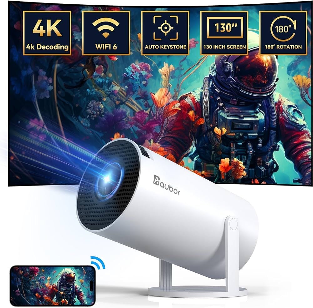 Portable Smart Mini Projector with 4K Decoding