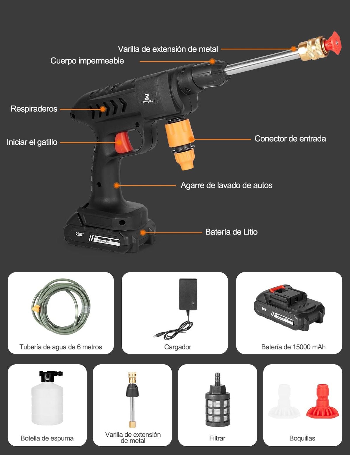 Cordless Portable Pressure Washer – Battery Powered, Multi-Function, Complete Kit