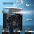 Portable Air Cooler Fan with 600ml Water Tank