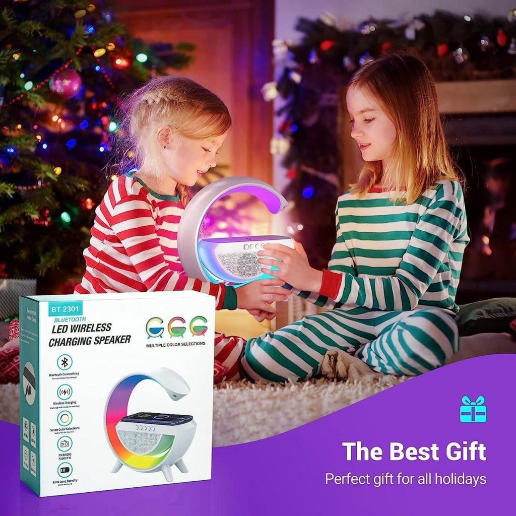 LED Wireless Charging Bluetooth Speaker with RGB Lights – 3-in-1 Night Lamp & Wireless Charger ✨🎶