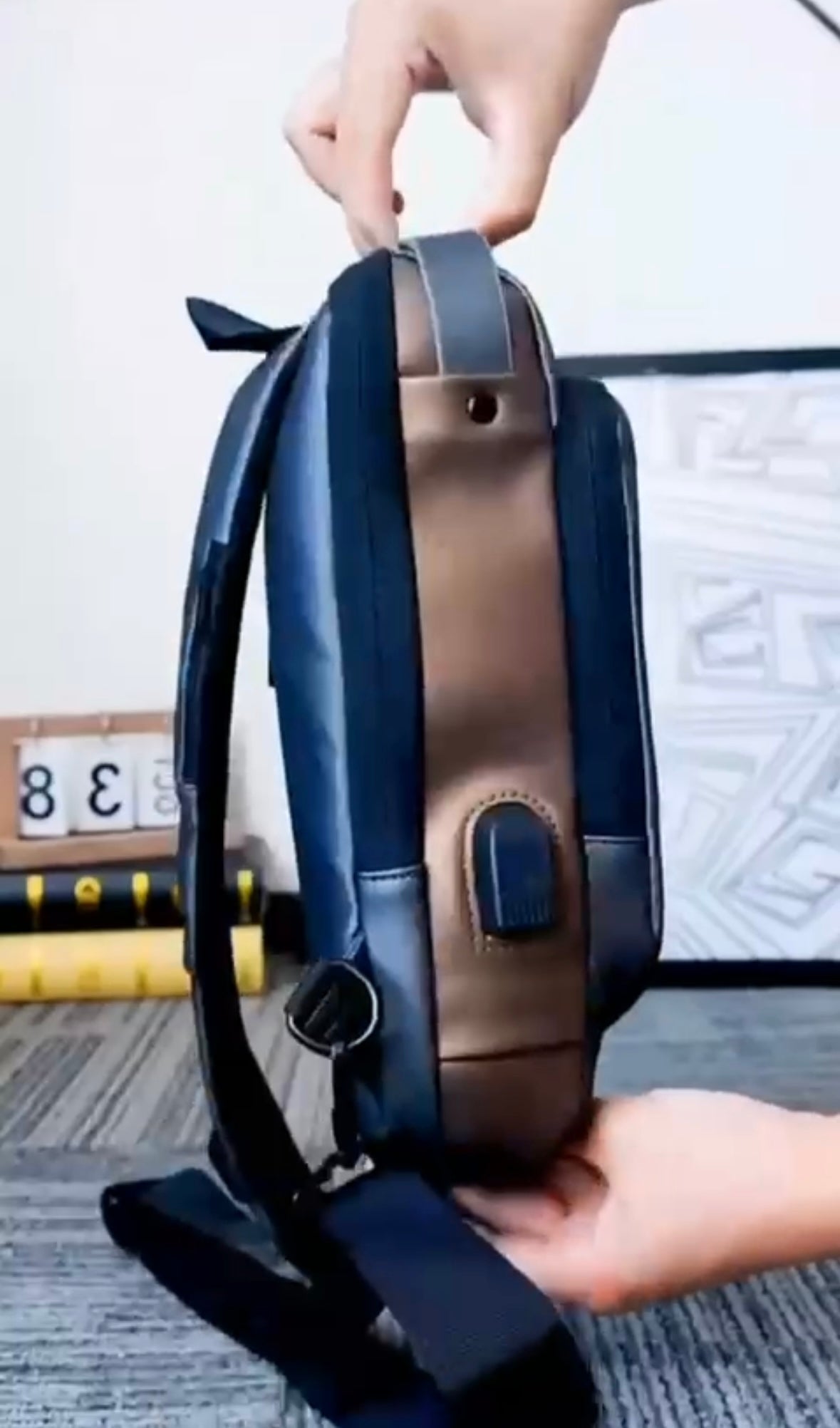 🖤 Smart Anti-Theft Sling Bag – USB Charging Port | Premium Quality