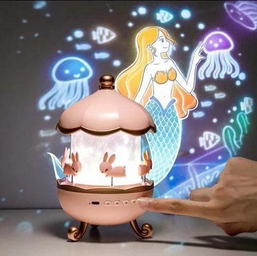 Rotating Rabbit Night Light Star Projector with Bluetooth Speaker – Kids & Girls Room Decor