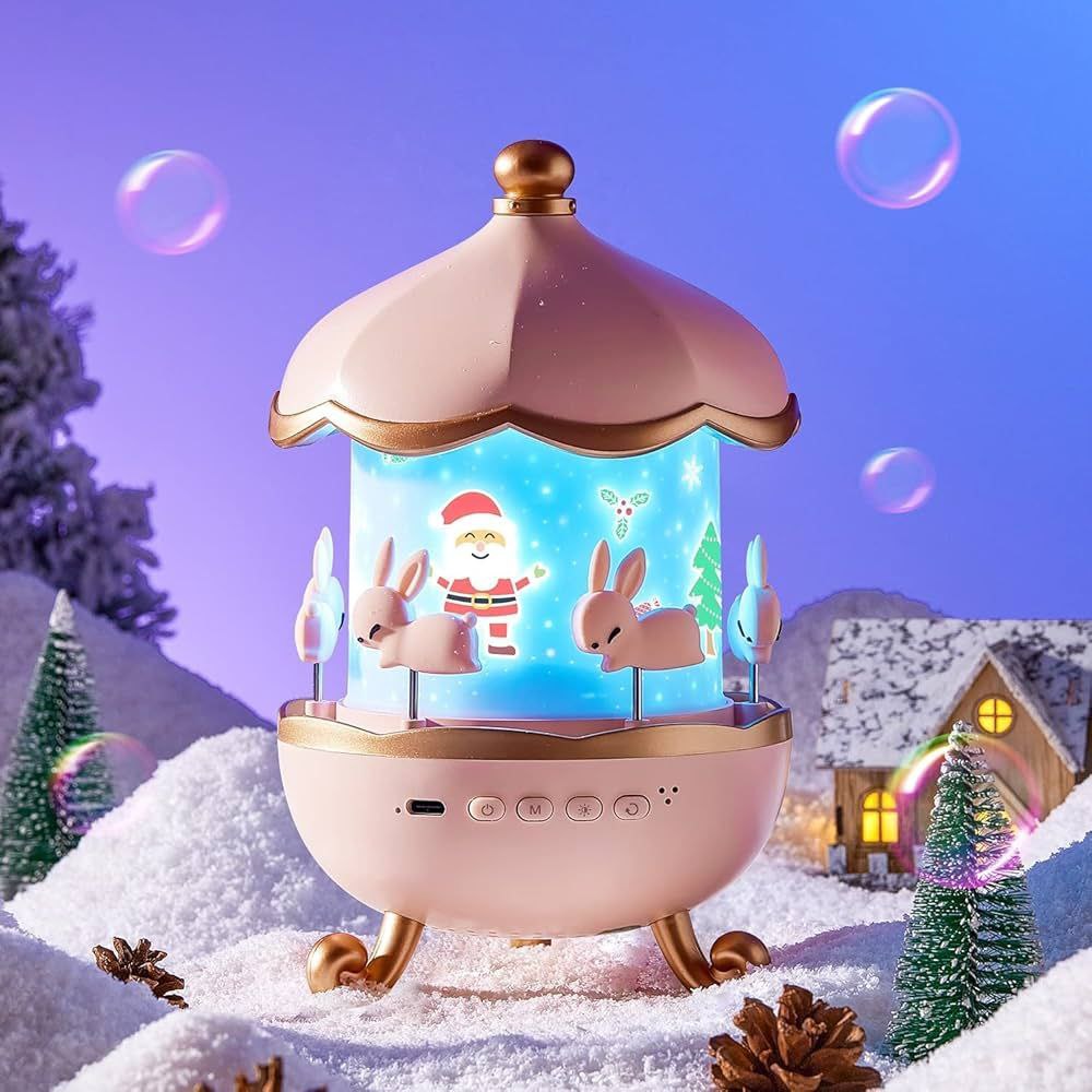 Rotating Rabbit Night Light Star Projector with Bluetooth Speaker – Kids & Girls Room Decor