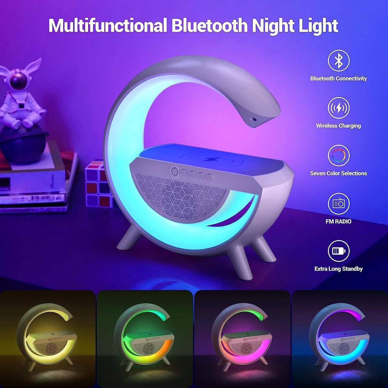 LED Wireless Charging Bluetooth Speaker with RGB Lights – 3-in-1 Night Lamp & Wireless Charger ✨🎶
